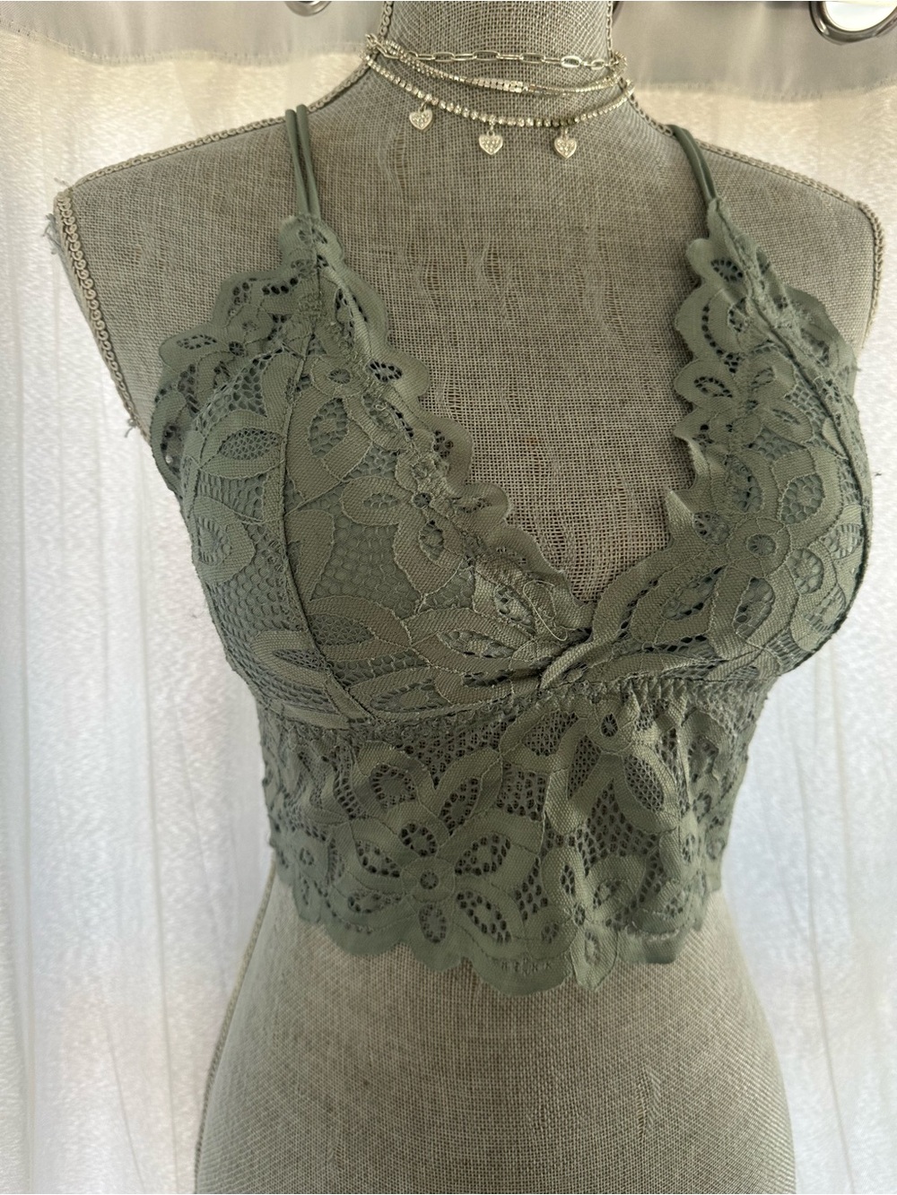 Love Tree Olive Green Lace Bralette